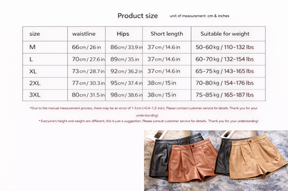 Genuine sheepskin high waisted leather shorts