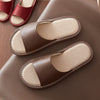 Leather Slippers for Women Linen Footbed Indoor Non Slip Summer Slides