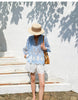 Summer Tops Women Blue Lace Beach Blouse