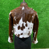 Cowhide hair on cropped women jacket