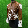 Cowhide hair on cropped women jacket