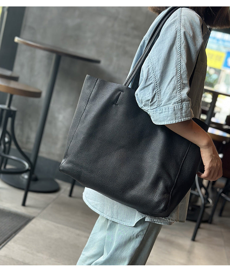 Large cowhide leather women tote bag