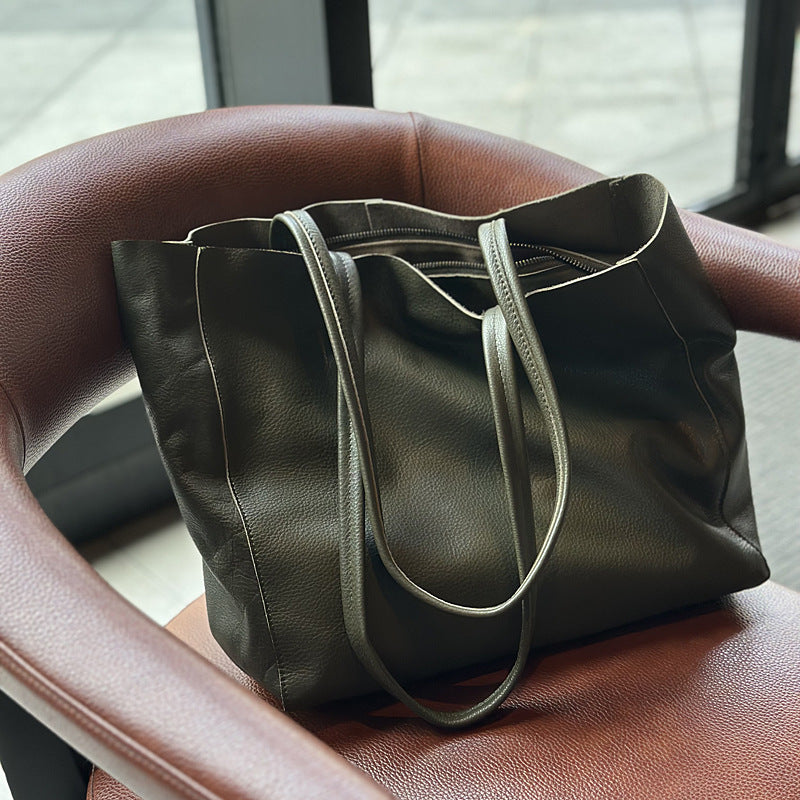 Large cowhide leather women tote bag
