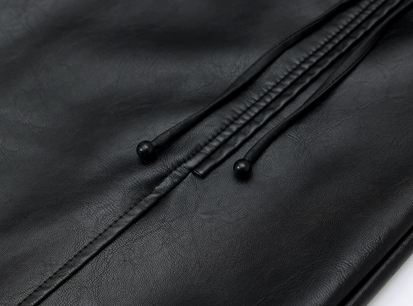 Black PU Leather Midi Skirt With Front Slit High Waist
