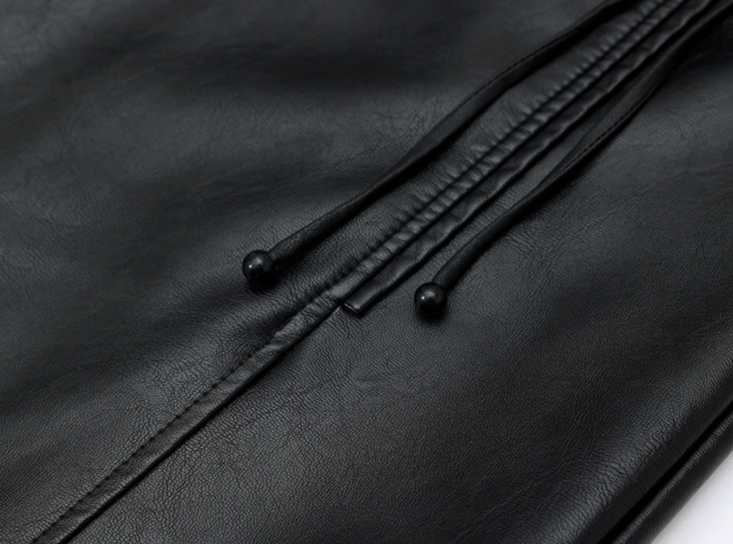 Black PU Leather Midi Skirt With Front Slit High Waist