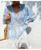 Summer Tops Women Blue Lace Beach Blouse