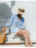 Summer Tops Women Blue Lace Beach Blouse