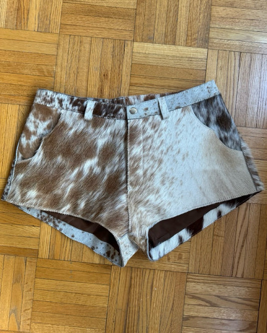 Women Hair-On Cowhide Western Shorts