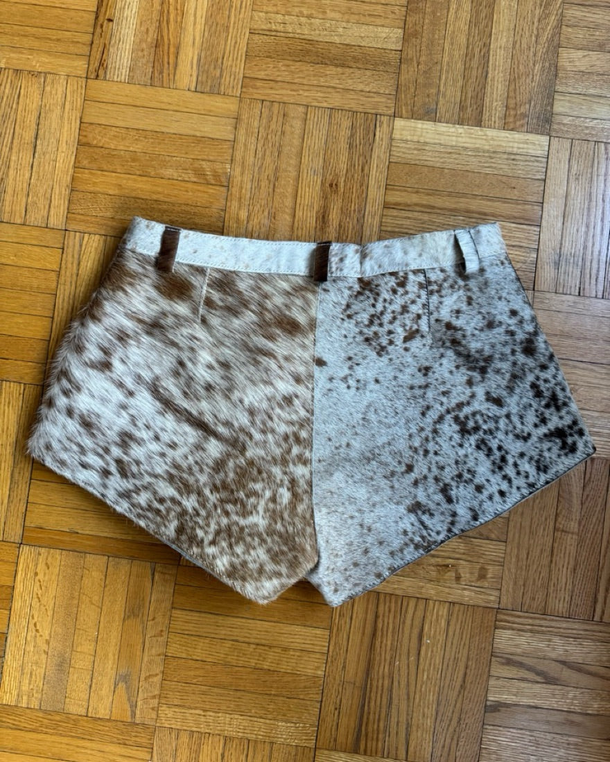 Women Hair-On Cowhide Western Shorts